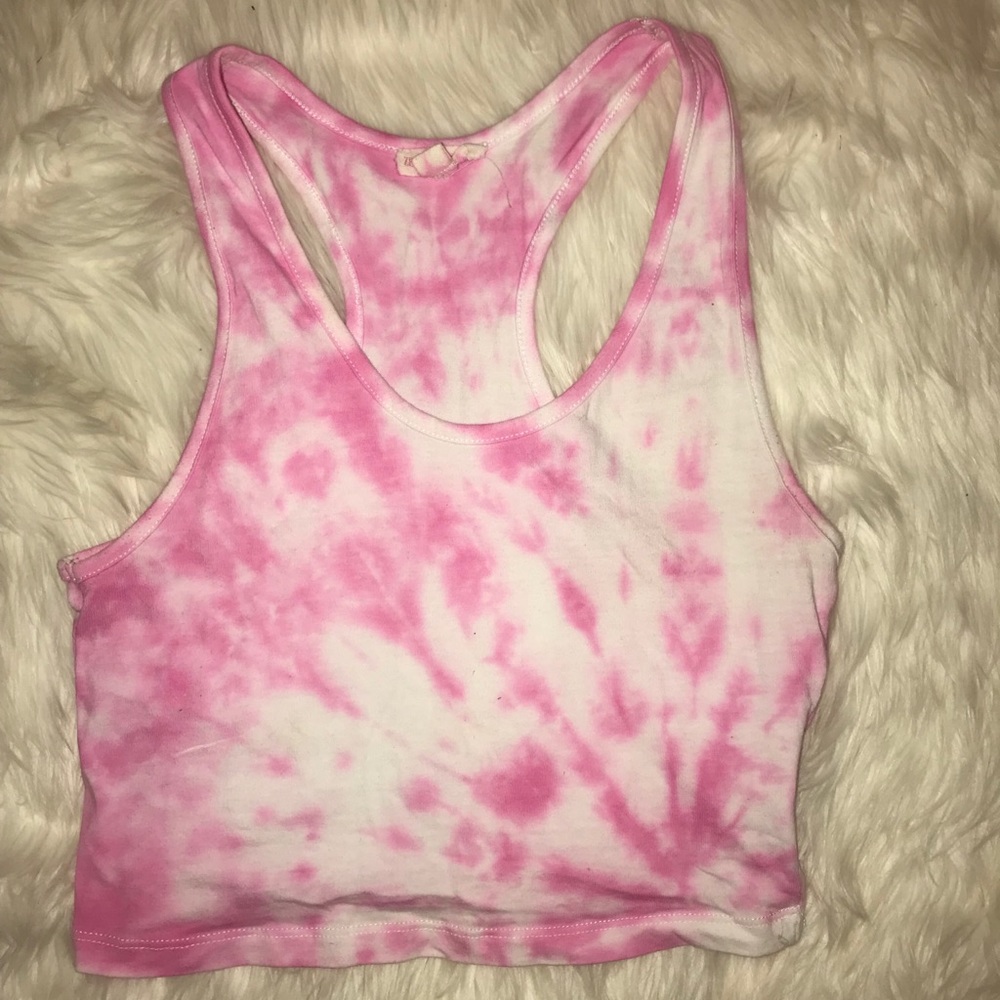 Pink tie dye crop tank